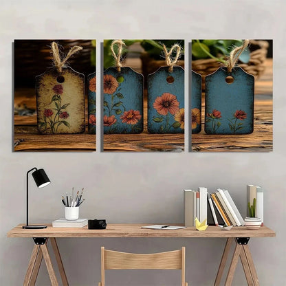 3pcs Vintage Aesthetic Retro Floral Design Print Ready to Hang Art