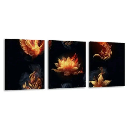 3pcs Fire Modern Abstract Flame Paintings   Wall Art Set Canvas Framed 60x90cm - High Quality Print 100% Australian Made Wall Canvas Ready to Hang