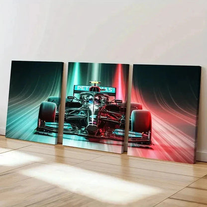 3pcs Modern Race Car Formula 1 Decor Wall Art Set Canvas Framed 40x60cm - High Quality Print 100% Australian Made Wall Canvas Ready to Hang