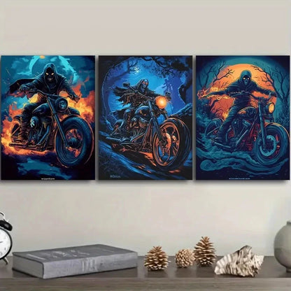 3pcs Featuring a Death Theme Paintings Wall Art Set Canvas Framed 40x60cm - High Quality Print 100% Australian Made Wall Canvas Ready to Hang