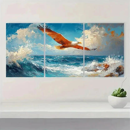 3pcs Eagle Soaring Over Ocean EU Wall Art Set Canvas Unframed - High Quality Print 100% Australian Made Wall Canvas