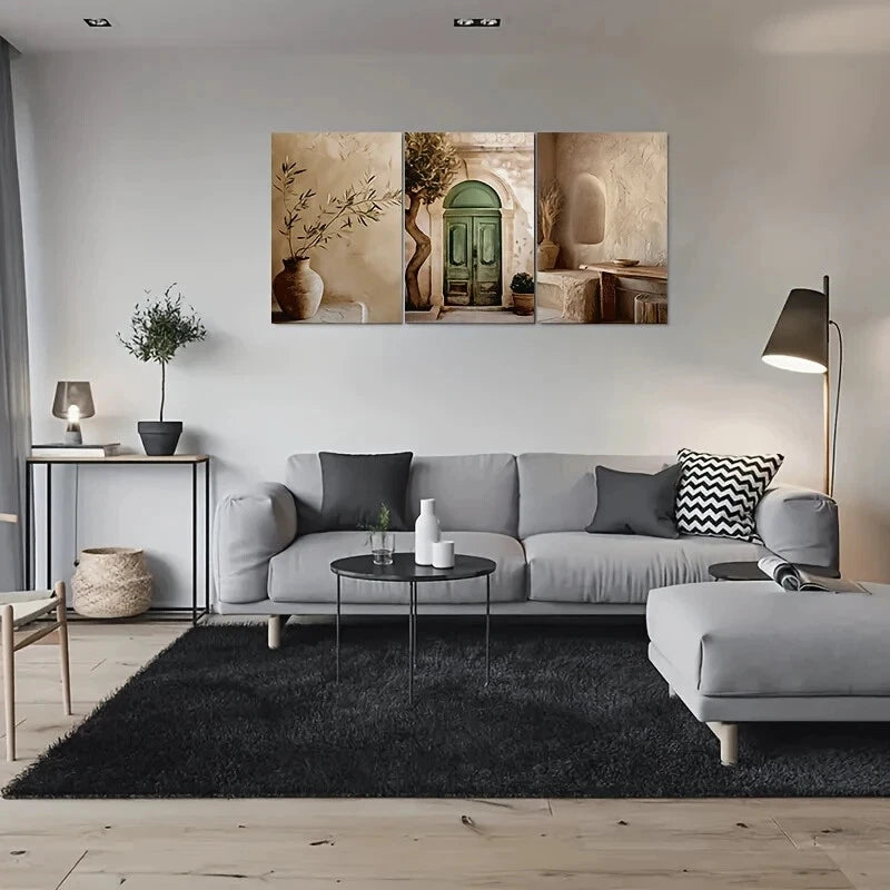 3pcs Vintage Mediterranean Olive Branch Metal Print Ready to Hang Art