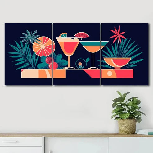 3pcs Colorful Triptych Bottle Nice Perfect Wall Art Canvas Unframed - High Quality Print 100% Australian Made Wall Canvas