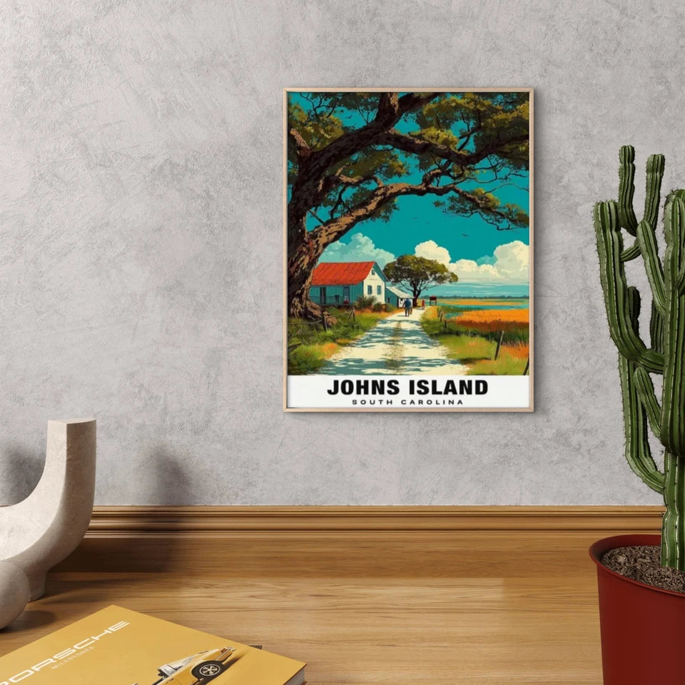 John Island Carolina Coastal Charm Beautiful Travel Poster Print Wall Art