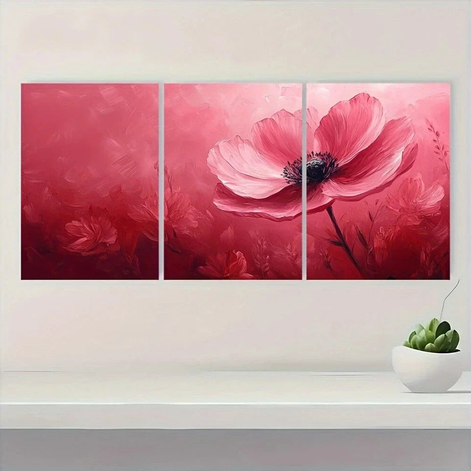 3pcs Rustic Pink Botanical Abstract Metal Print Ready to Hang Art