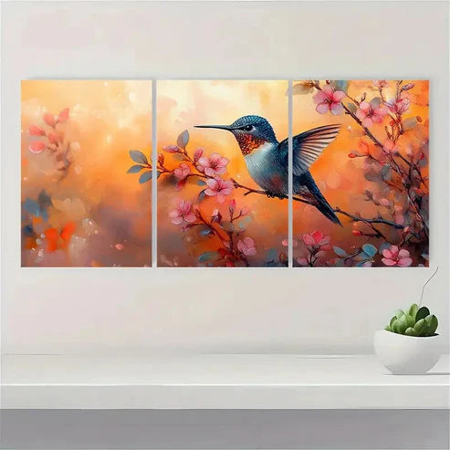 3pcs Hummingbird Spring Nature GH Wall Art Canvas Unframed - High Quality Print 100% Australian Made Wall Canvas