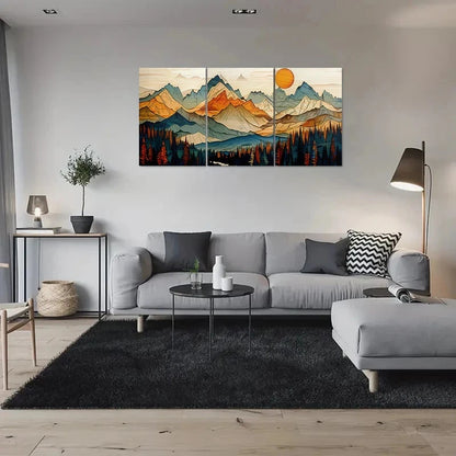 3pcs Mountain Sunset Vibrant Nature Metal Print Ready to Hang Art