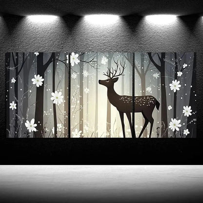 3pcs Beautiful Elk in The Forest Deer Metal Print Ready to Hang Art