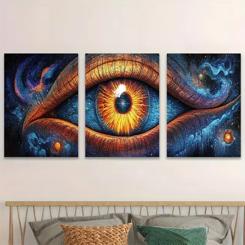 3pcs Psychedelic Eye Metal Print Ready to Hang Art