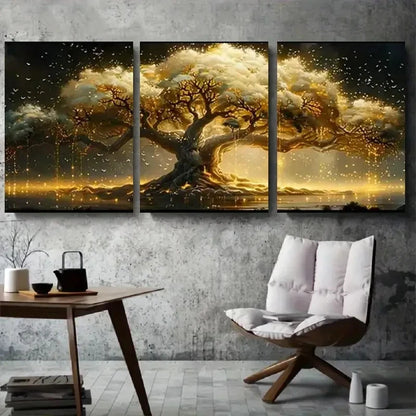 3pcs Magical Tree Light Fantasy Metal Print Ready to Hang Art