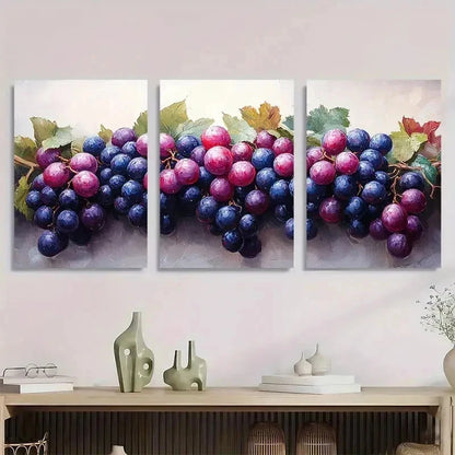 3pcs Décor Botanical Bunch Of Grapes Perfect Wall Art Set Canvas Framed 40x60cm - High Quality Print 100% Australian Made Wall Canvas Ready to Hang