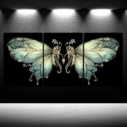 3pcs The on The Butterfly Branch Metal Print Ready to Hang Art