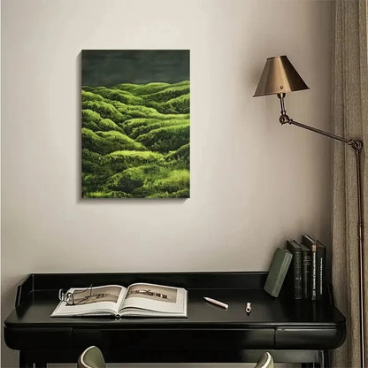 Green Moss Grassland Landscape Painting 40x60cm Metal Print Ready to Hang