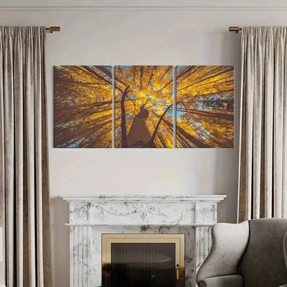 3pcs Nature Landscape Golden Leaves Wall Art Set Canvas Framed 40x60cm - High Quality Print 100% Australian Made Wall Canvas Ready to Hang