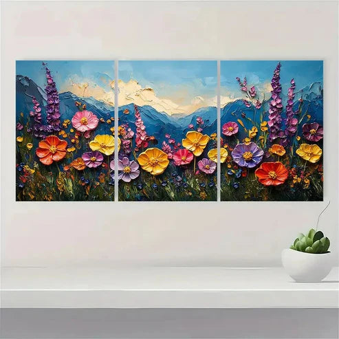 3pcs Mountain Meadow Painting FYWall Art Set Canvas Unframed - High Quality Print 100% Australian Made Wall Canvas