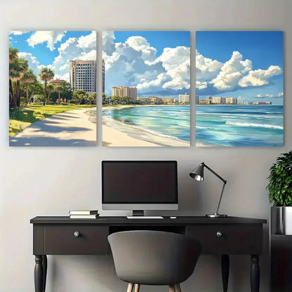 3pcs Vibrant Sunset & Ocean Views Metal Print Ready to Hang Art