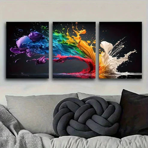 3pcs Dynamic Color Splash rt Wall Art Set Canvas Unframed - High Quality Print 100% Australian Made Wall Canvas