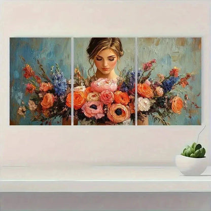3pcs Bridal Bouquet Elegant Bridal Perfect Wall Art Set Canvas Framed 40x60cm - High Quality Print 100% Australian Made Wall Canvas Ready to Hang