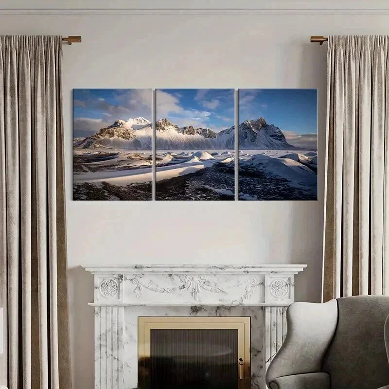 3pcs Snow Mountains Natural Landscape Wall Art Set Canvas Framed 40x60cm - High Quality Print 100% Australian Made Wall Canvas Ready to Hang