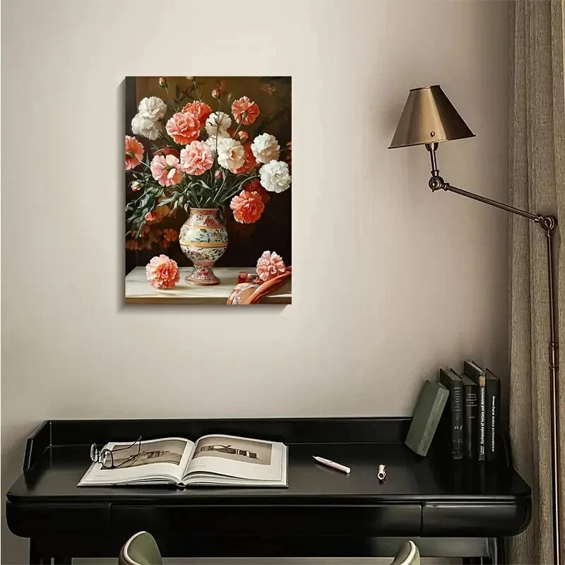 Traditional Pink & Peach Colorful Painting 40x60cm Metal Print Ready to Hang