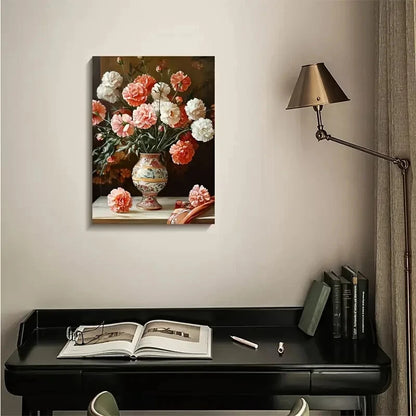Traditional Pink & Peach Colorful Painting 40x60cm Metal Print Ready to Hang