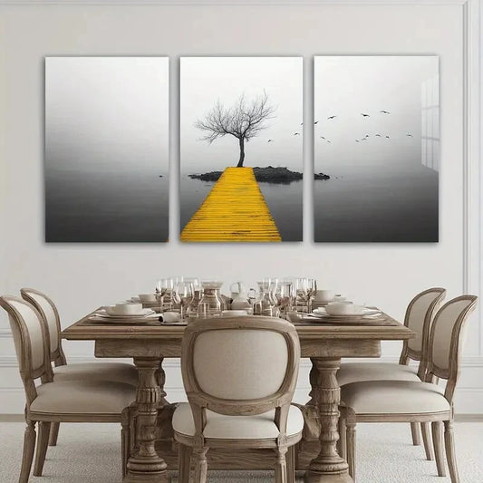 3pcs Seaside Birds and Trees Modern Classic Metal Print Ready to Hang Art