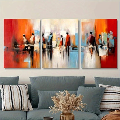 3pcs African American Abstract Street Scene Metal Print Ready to Hang Art