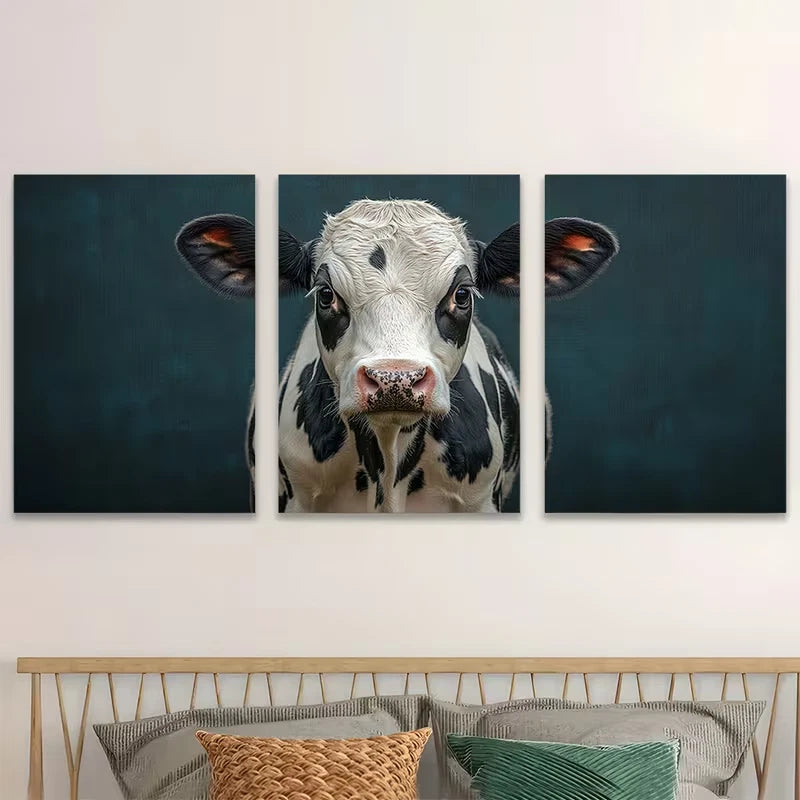 3pcs Holstein Friesian Cow Design Metal Print Ready to Hang Art