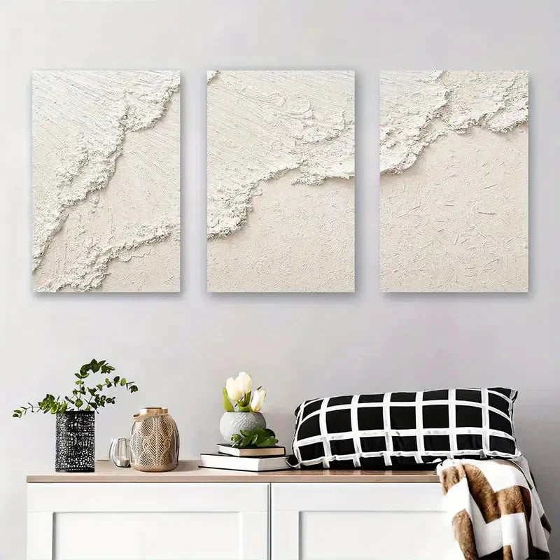 3pcs Earth Color Minimalist 3D Lightening Art Metal Print Ready to Hang Art