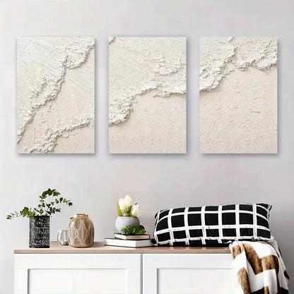 3pcs Earth Color Minimalist 3D Lightening Art Metal Print Ready to Hang Art