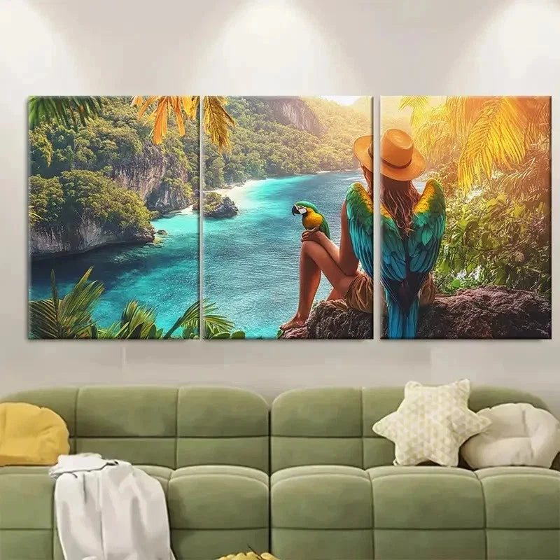 3pcs Beauty Of Cairns Australia Travel Poster Wall Art Set Canvas Framed 40x60cm - High Quality Print 100% Australian Made Wall Canvas Ready to Hang