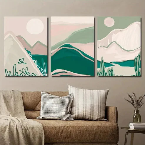 3pcs Abstract Green Nature Landscape Wall Art Set Canvas Unframed - High Quality Print 100% Australian Made Wall Canvas