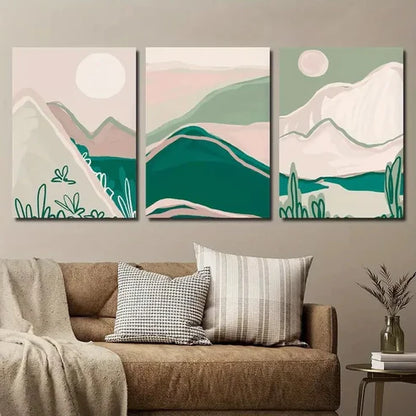3pcs Abstract Green Nature Landscape Wall Art Set Canvas Unframed - High Quality Print 100% Australian Made Wall Canvas