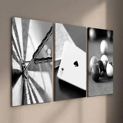 3pcs Dartboard with Bullseye Ace of Spades Wall Art Set Canvas Framed 50x70cm - High Quality Print 100% Australian Made Wall Canvas Ready to Hang