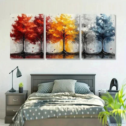 3pcs Colorful Forest Trees Painting Wall Art Set Canvas Framed 40x60cm - High Quality Print 100% Australian Made Wall Canvas Ready to Hang