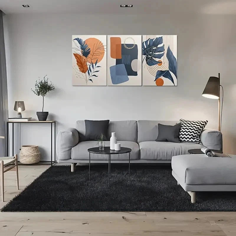 3pcs Minimalist Geometric Modern Abstract Metal Print Ready to Hang Art