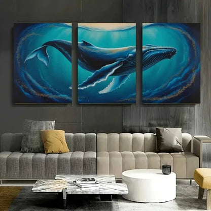 3pcs Blue Whale Canvas Wall Art Canvas Unframed - High Quality Print 100% Australian Made Wall Canvas
