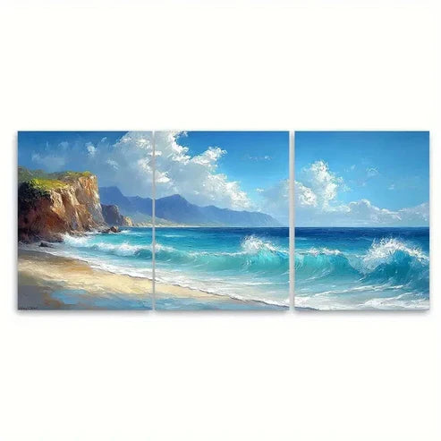 3pcs Nature Coastal Landscape Seascape Wall Art Set Canvas Unframed – High Quality Print, 100% Australian Made Wall Canvas