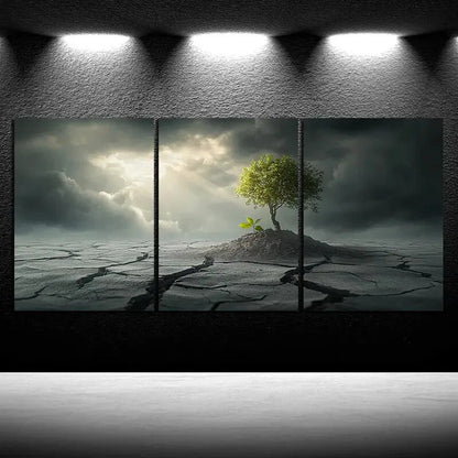 3pcs A Plant with Great Vitality Desert Metal Print Ready to Hang Art