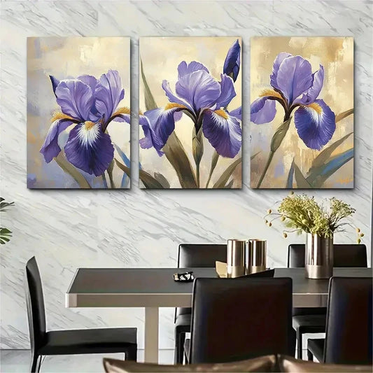 3pcs Featuring a Vintage Landscape Painting Metal Print Ready to Hang Art