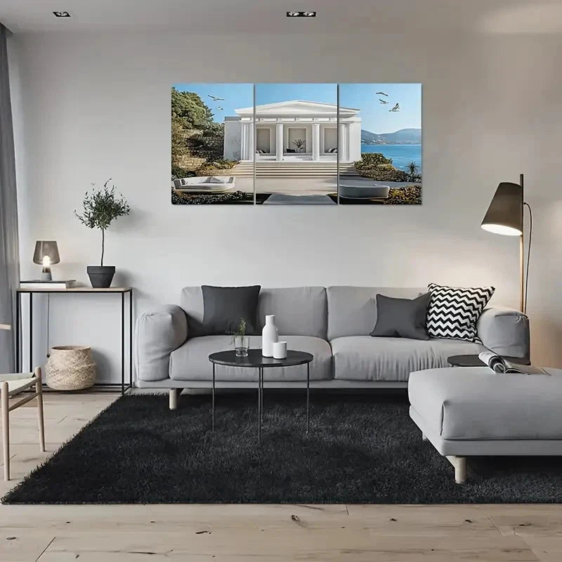 3pcs Seagulls Blue Sky and Sea Metal Print Ready to Hang Art