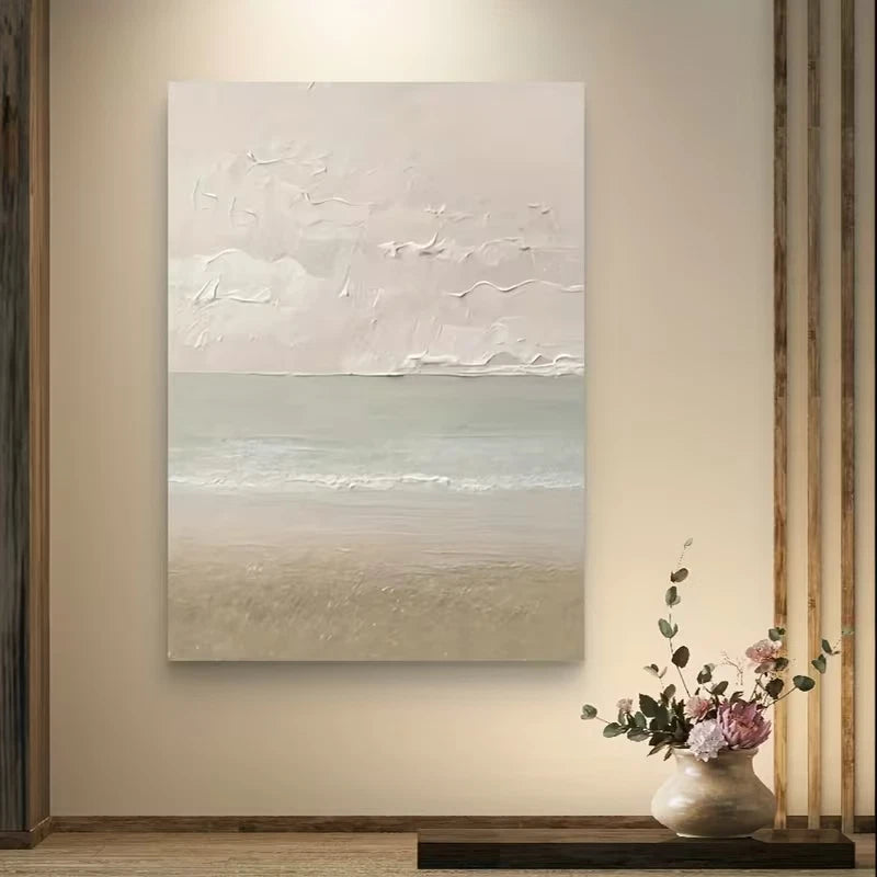 Abstract Pink & Blue Serene Seascape 60x90cm Metal Print Ready to Hang