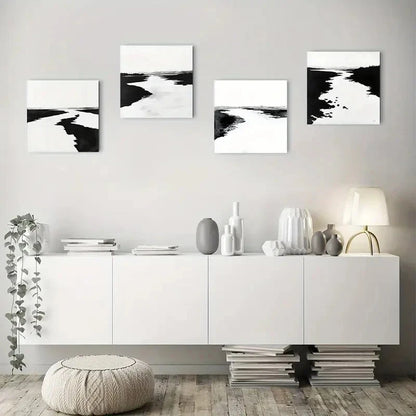 4pcsBlack and white Wall Art Canvas Framed