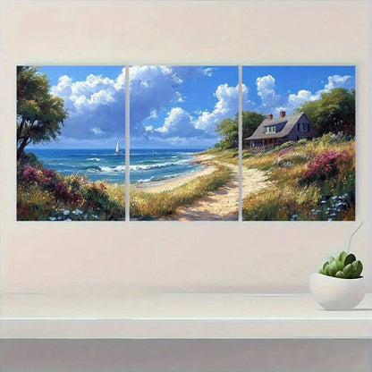 3pcs Nautical Seascape Farmhouse Metal Print Ready to Hang Art