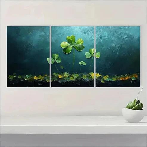 3pcs Four Leaf Clover Wall Art Canvas Unframed - High Quality Print 100% Australian Made Wall Canvas