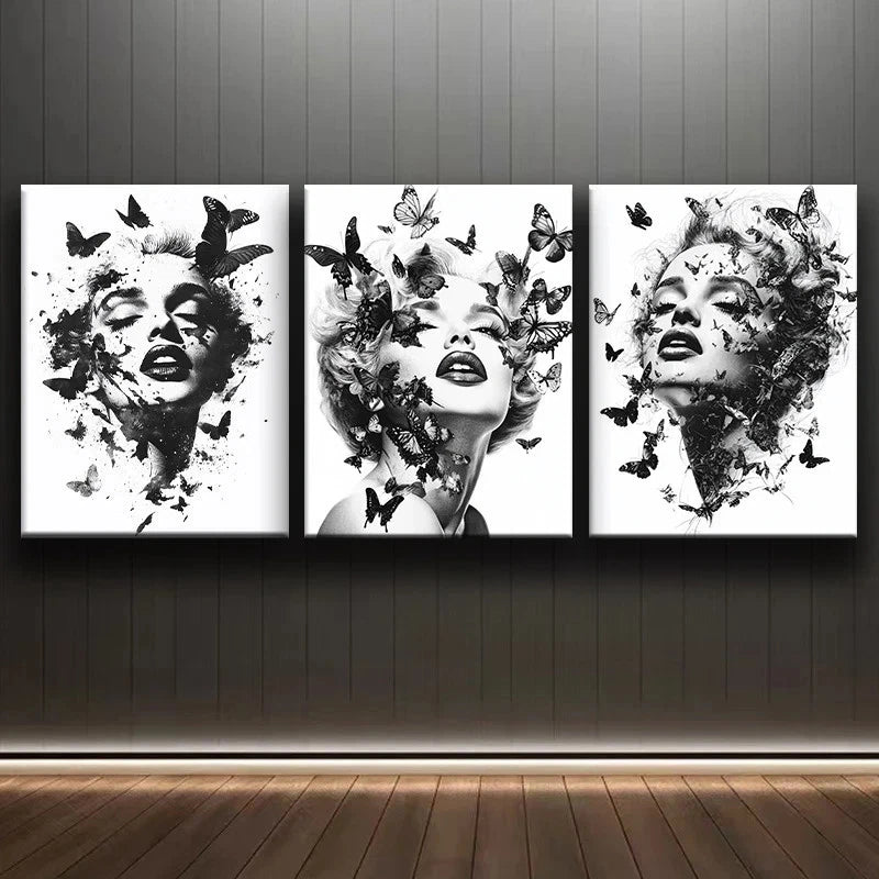 3pcs Marilyn Monroe Black & White Metal Print Ready to Hang Art