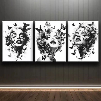 3pcs Marilyn Monroe Black & White Metal Print Ready to Hang Art