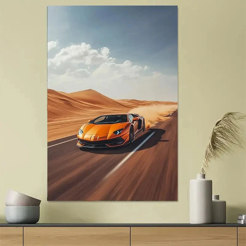 Lotus Sports Car Desert Highway Classic Automotive Art Poster 40x60cm Metal Print Ready to Hang