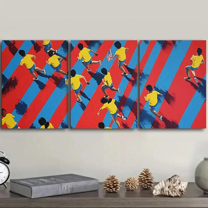 3pcs People in a hurry Decoration Art Wall Art Set Canvas Framed 50x70cm - High Quality Print 100% Australian Made Wall Canvas Ready to Hang