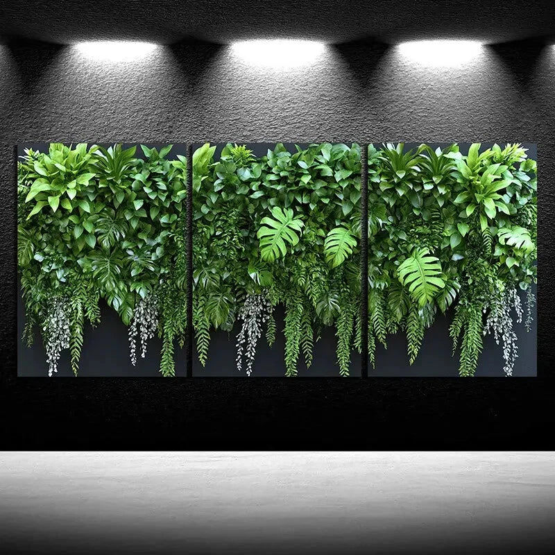 3pcs Green Plants Under the Sunshine Metal Print Ready to Hang Art